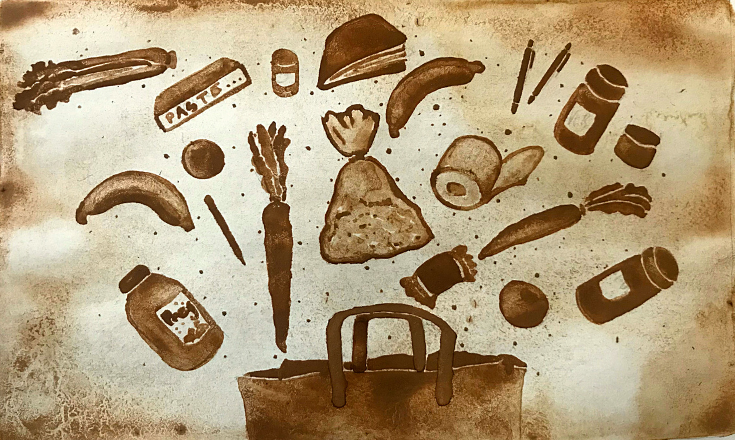 Food supply - cocoa powder painting