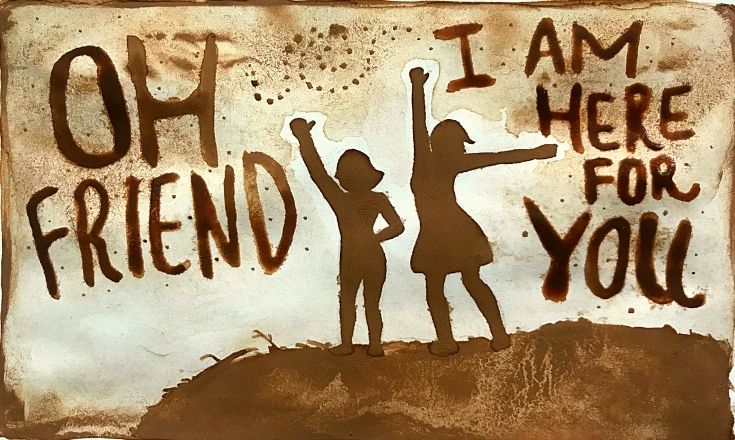 Friendship - cocoa powder painting