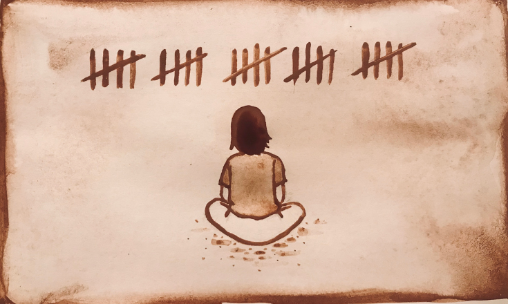 Breath Counting Meditation - cocoa powder & coffee painting