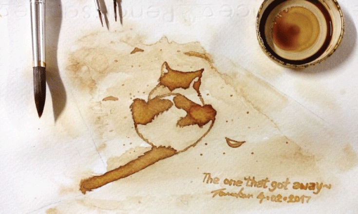 My cat - coffee painting
