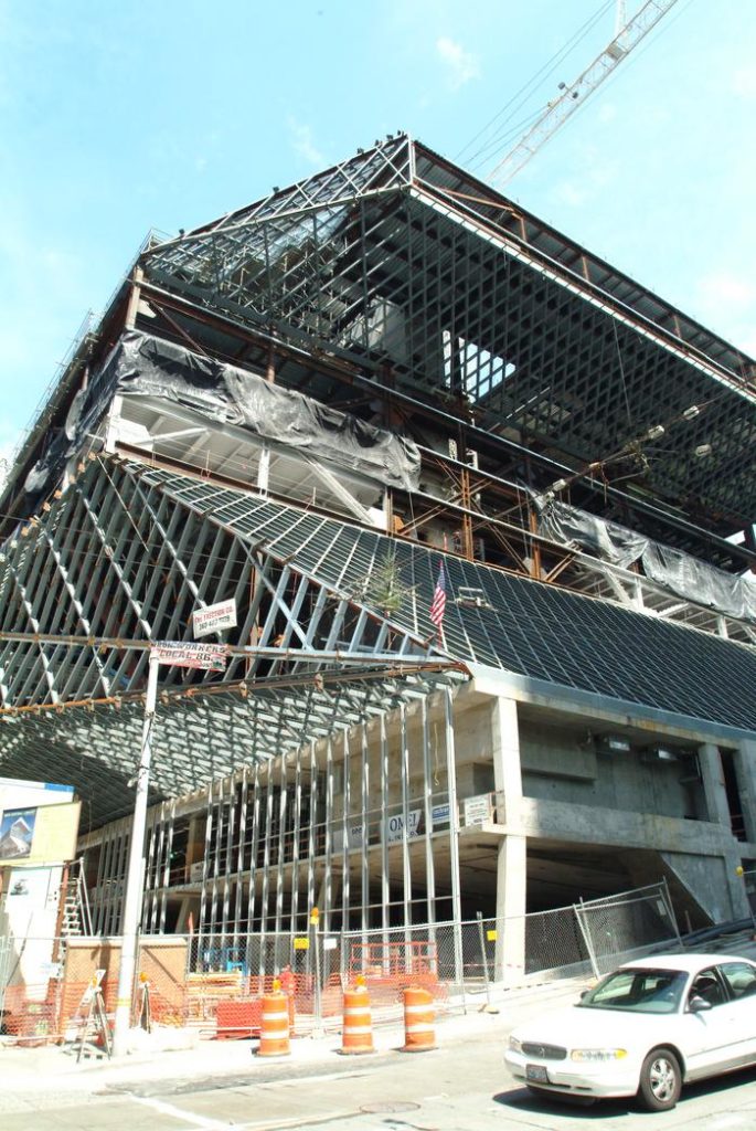 The Seattle Central Library construction in 2003.